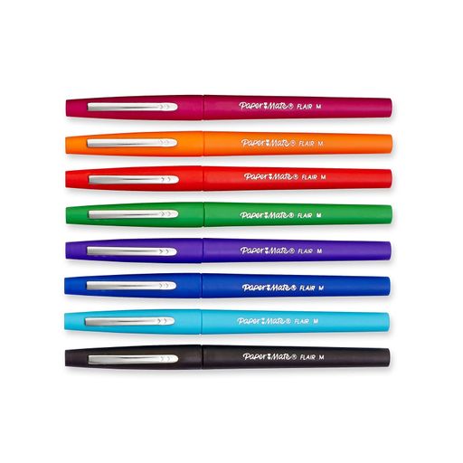 Paper Mate Flair Porous-Point Felt Tip Pen Medium 8-Pack Black Assorted