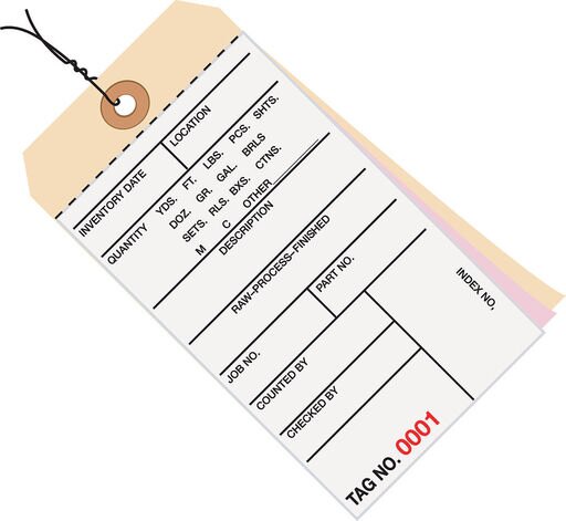 Box Partners Inventory Tags 3 Part Carbonless #8 Pre-Wired (5500-5999) 6 1/4