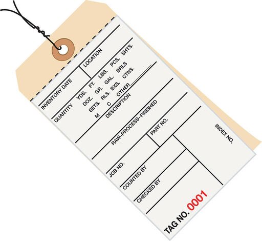 Box Partners Inventory Tags 2 Part Carbonless # 8 Pre-Wired (5000-5499) 6 1/4