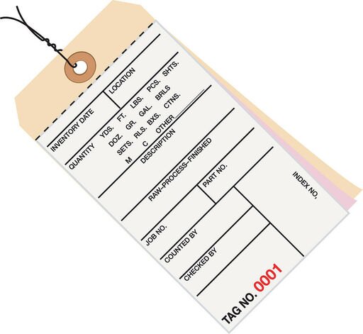 Box Partners Inventory Tags 3 Part Carbonless #8 Pre-Wired (5000-5499) 6 1/4