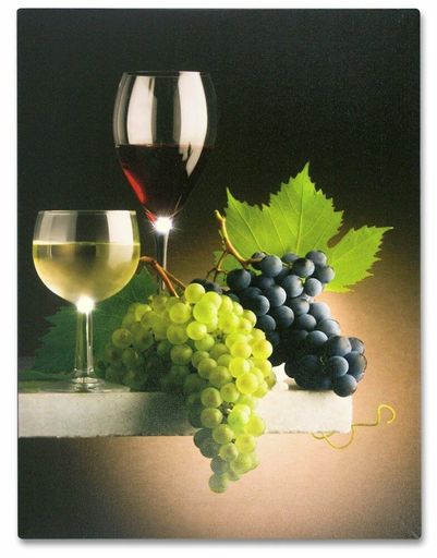 Lighted Wine Themed Picture - Wine Canvas Print with LED Lights - Pictured with