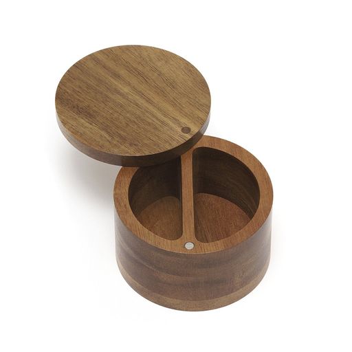 Lipper International 1136 Acacia Wood Divided Spice Box with Swivel Cover, 4
