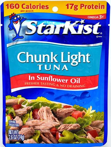 Starkist Chunk Light Tuna in Sunflower Oil, 2.6-Ounce Pouch Pack of 6