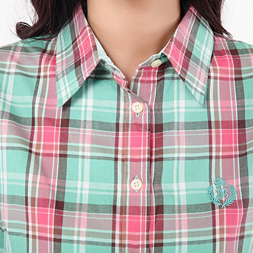 Debao Long Sleeve Collar Plaid Women Shirt Small and Fresh Sports Leisure Women Pure Cotton Shirt's 3034 M thumbnail