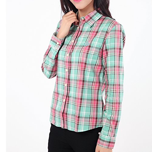 Debao Long Sleeve Collar Plaid Women Shirt Small and Fresh Sports Leisure Women Pure Cotton Shirt's 3034 M thumbnail