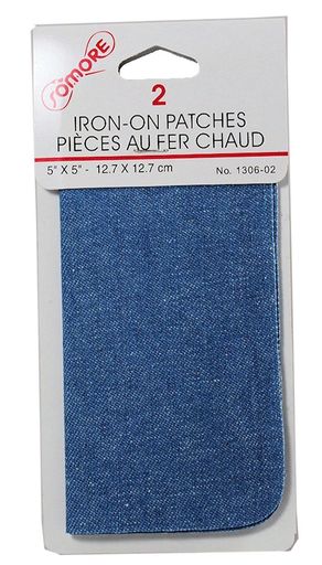 2 Iron on Patches Light Blue Denim Jean Repair #1306-02