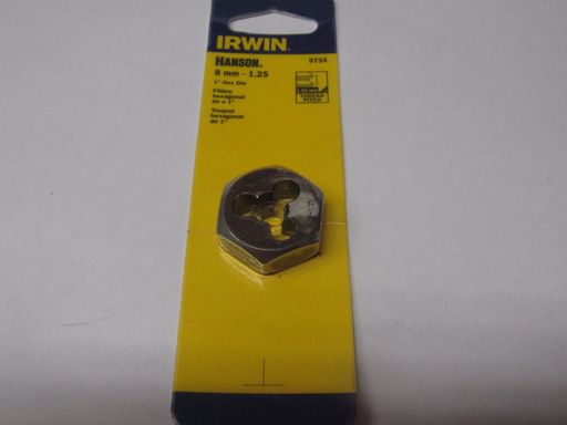 Irwin Hexagon Die Thread Cutting 8MM X 1.25 MM #9734 NEW