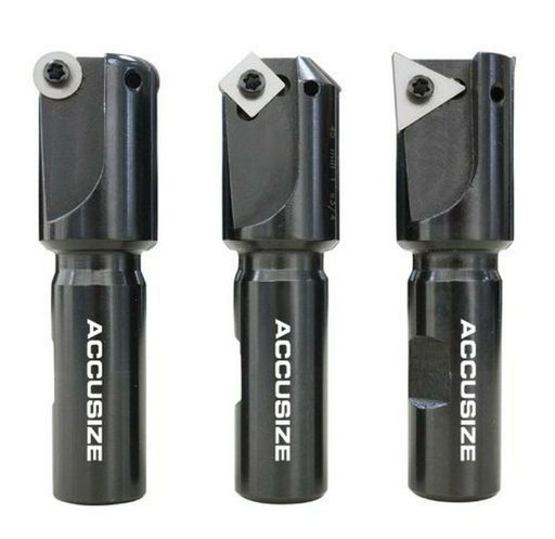 AccusizeTools - 3/4 Shank 45 90 Degree Little Hogger End Mills Set, 0046-0700