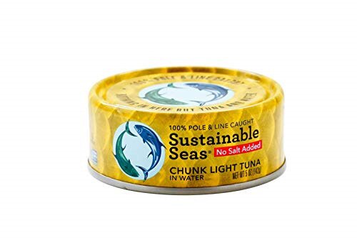 Sustainable Seas, Chunk Light Tuna in Water, No Salt Added, 5 Ounce Pack of 12