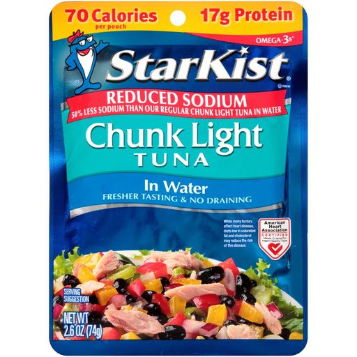 StarKist Reduced Sodium Chunk Light Tuna in Water 2.6 Ounce Pouches Pack of 24