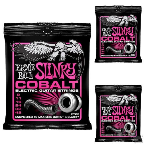 3 SETS Pack Ernie Ball Cobalt Power Slinky 2723 Electric Guitar Strings 9-42