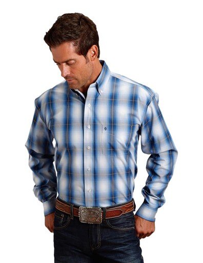 Stetson Western Shirt Men L/S Plaid 11-001-0579-0489 BU