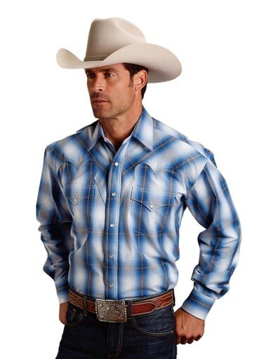 Stetson Western Shirt En L/S Plaid Snap 11-001-0478-0489 BU