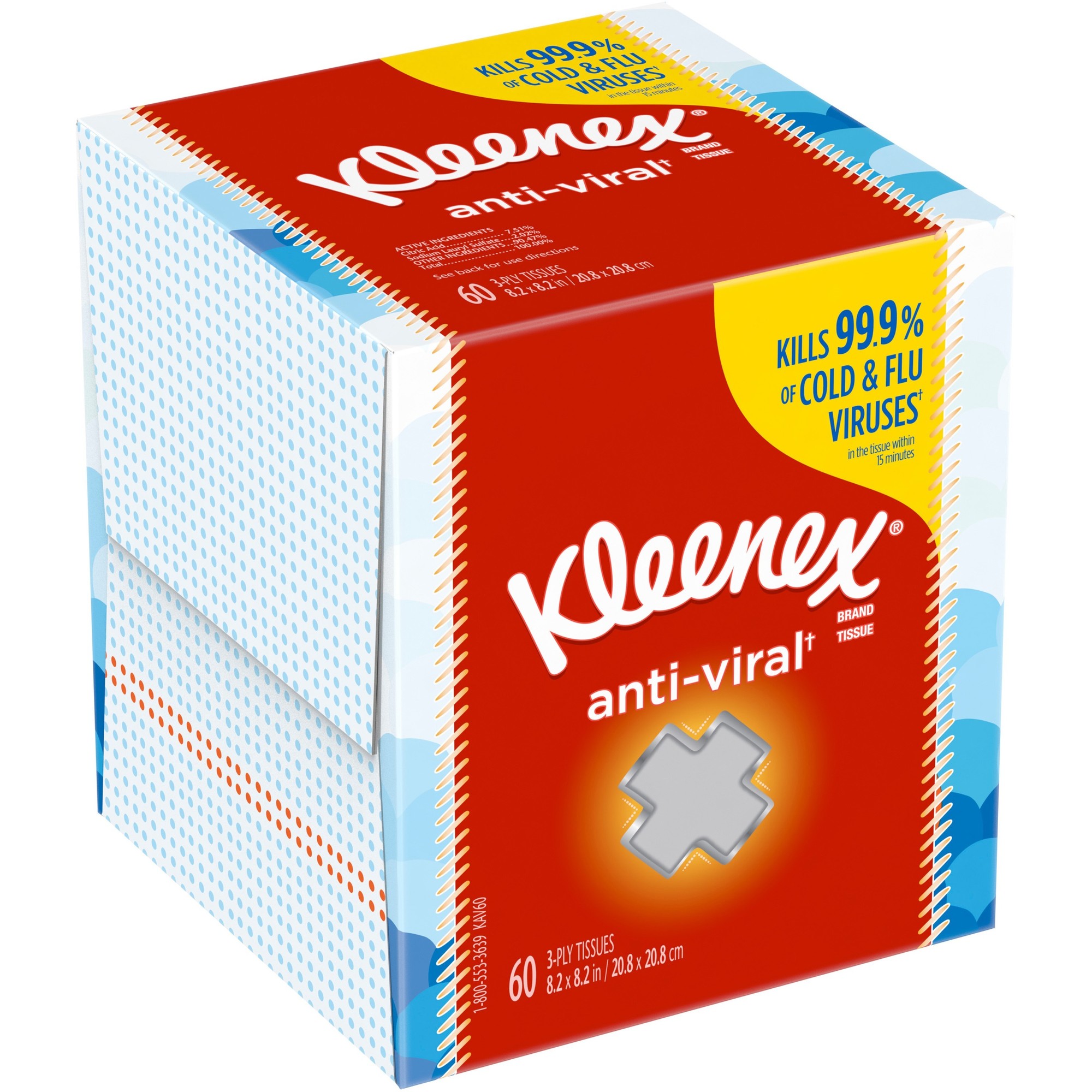 Kleenex Anti-Viral Facial Tissue Cube Box