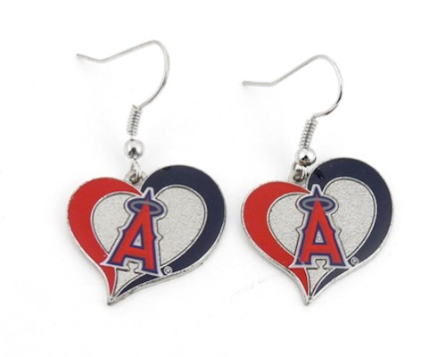 MLB LA LOS Angeles Angels Swirl Heart Shape Dangle Logo Earring Set Charm Gift