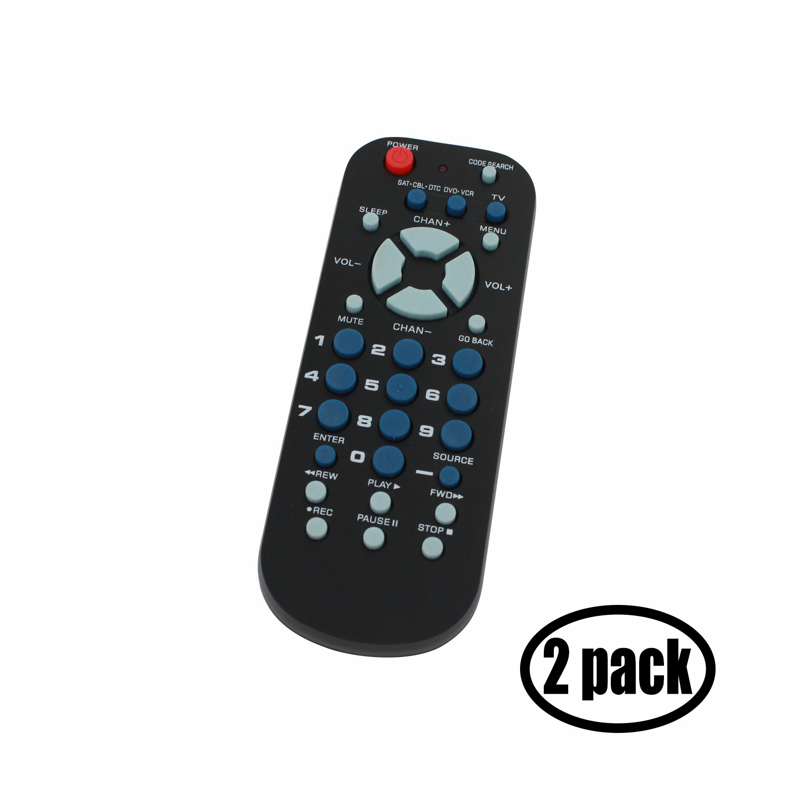 2 Pack Replacement for RCA 3-Device Universal Remote Control Palm Sized - Works with Apex Digital TV - Remote Code 0748  0765  1217  2397