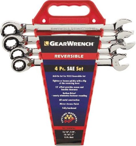 GearWrench 9545 4 Piece SAE Reversible Ratcheting Wrench Completer Set