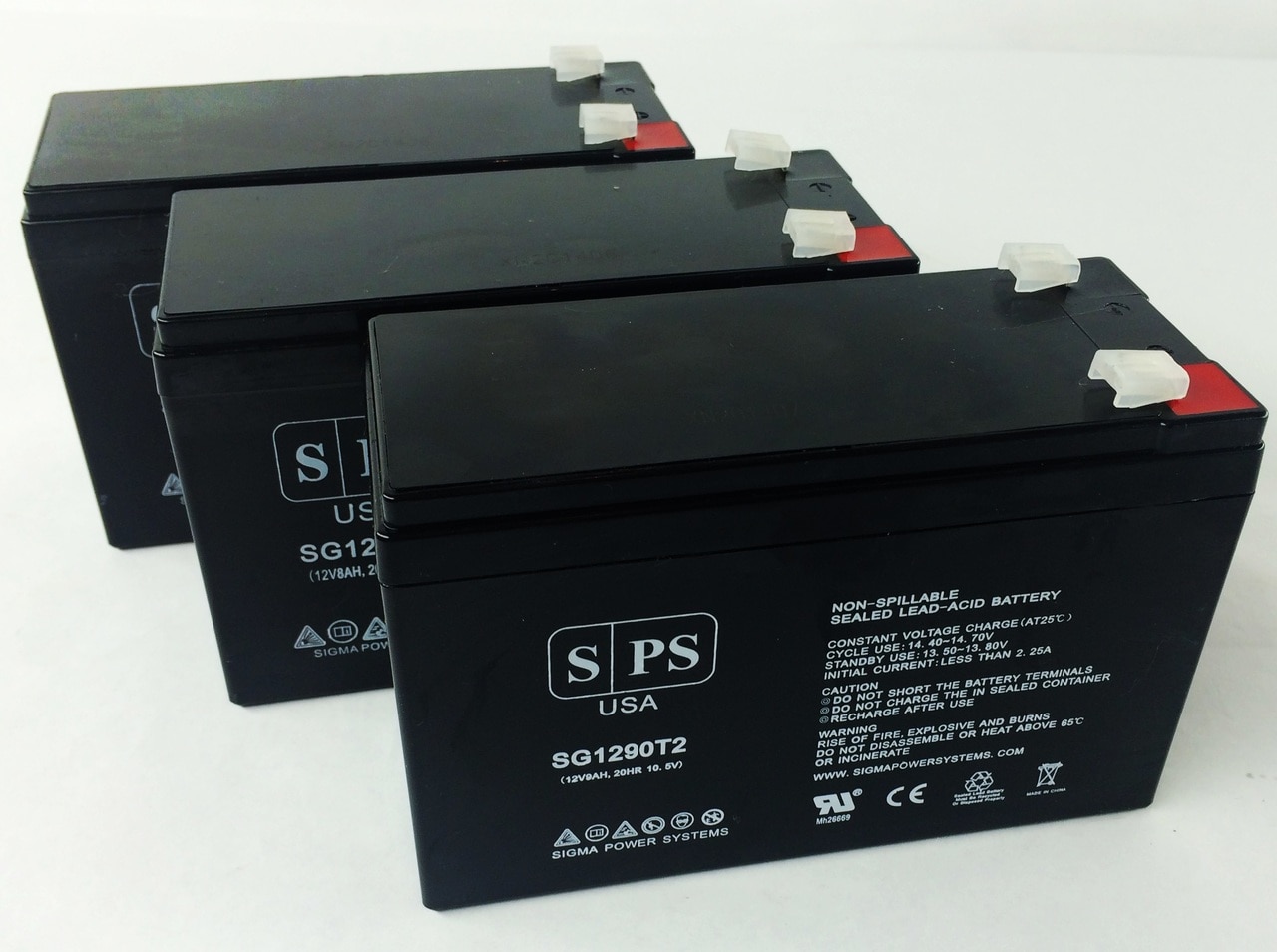 SPS Brand 12V 9Ah Replacement Battery (SG1290T2) for Exide Powerware 5105-450 (Terminal T2) (3 Pack)