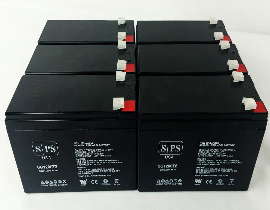 SPS Brand 12V 9Ah Replacement Battery (SG1290T2) for Exide Powerware 5105-450 (Terminal T2) (6 Pack)