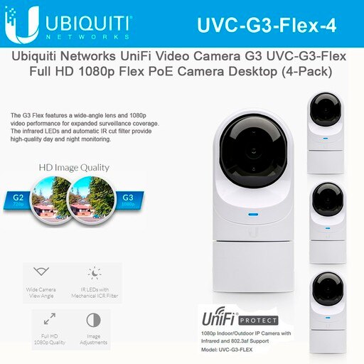 Ubiquiti UniFi Video Camera G3 Flex UVC-G3-Flex Full HD 1080p Network Camera with Night Vision (4-Pack)