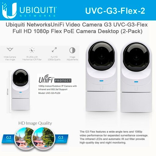 Ubiquiti UniFi Video Camera G3 Flex UVC-G3-Flex Full HD 1080p Network Camera with Night Vision (2-Pack)