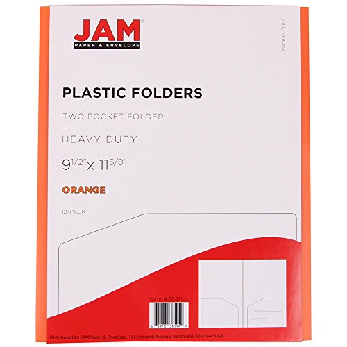JAM Paper Heavy Duty Plastic Two Pocket Presentation Folders  Orange  108/pack thumbnail