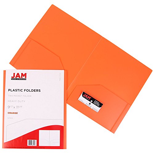 JAM Paper Heavy Duty Plastic Two Pocket Presentation Folders  Orange  108/pack thumbnail