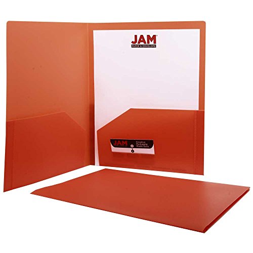 JAM Paper Heavy Duty Plastic Two Pocket Presentation Folders  Orange  108/pack thumbnail