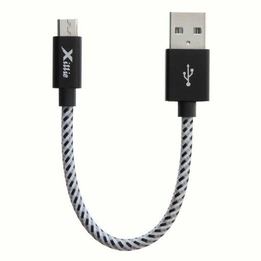 Xillie Short USB 2.0 a Male to Micro B USB Triple Shielded Wired Cable, 0.5 Feet