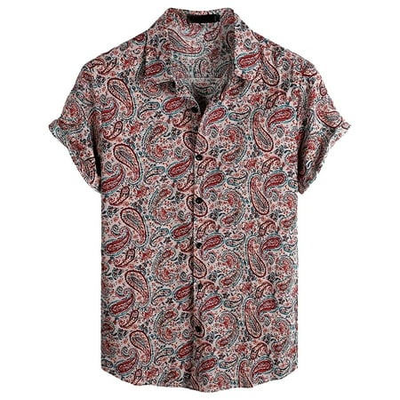 YiHWEI Men S Beach Casual Short Sleeved Shirt Casual Shirt Men S Short Sleeved Shirt Hawaii Short Sleeved Shirt 4742