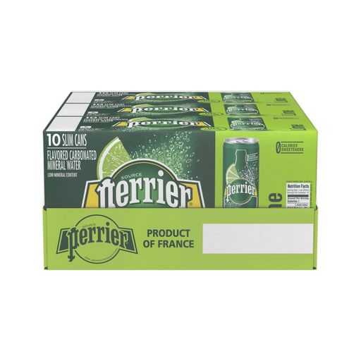 PERRIER Lime Flavored Sparkling Mineral Water, 8.45 Fl Oz. Slim Cans (Pack of.