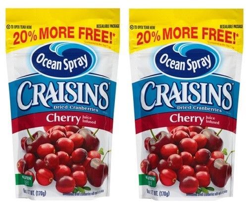 Ocean Spray Craisins Cherry Dried Cranberries 2 Bag Pack