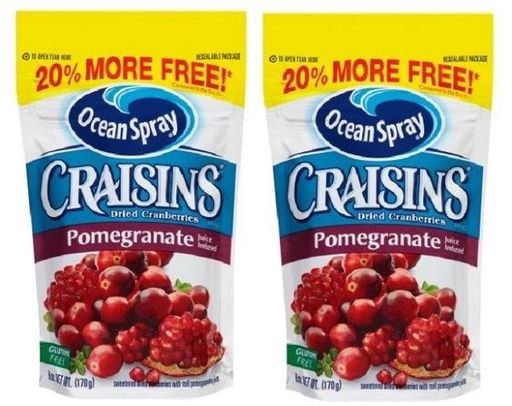 Ocean Spray Craisins Pomegranate Dried Cranberries 2 Bag Pack