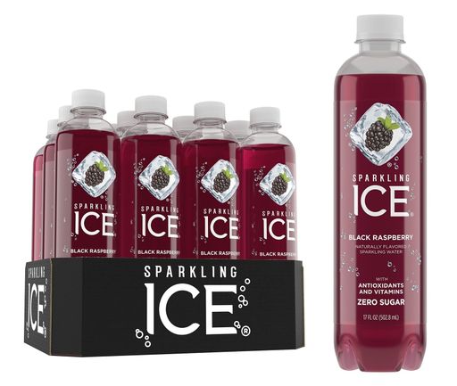 Sparkling Ice, Black Raspberry Sparkling Water, with Antioxidants and Vitamins, Zero Sugar, 17 Fl Oz Bottles (Pack of 12)