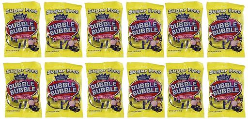 Dubble Bubble Sugar Free Bubble Gum, 3.25-ounce Bags Pack of 12