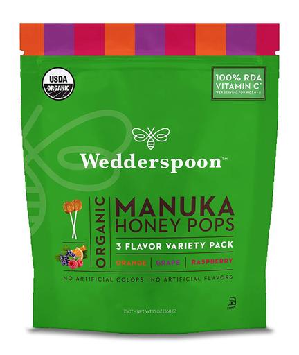 Wedderspoon Organic Manuka Honey Pops for Kids, Variety Pack, 75 Count, Genuine