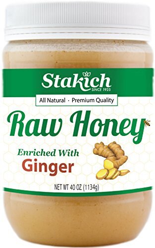 Stakich GINGER Enriched RAW HONEY - 100% Pure, Unprocessed, Unheated - 40 Oz