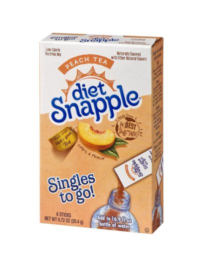 Diet Snapple Singles to Go Water Drink Mix Peach Tea Flavored Powder Sticks.