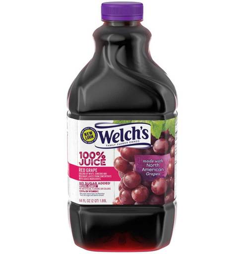 Welchs 100% Red Grape Juice No Sugar Added - 64 Fl Oz - Pack of 8