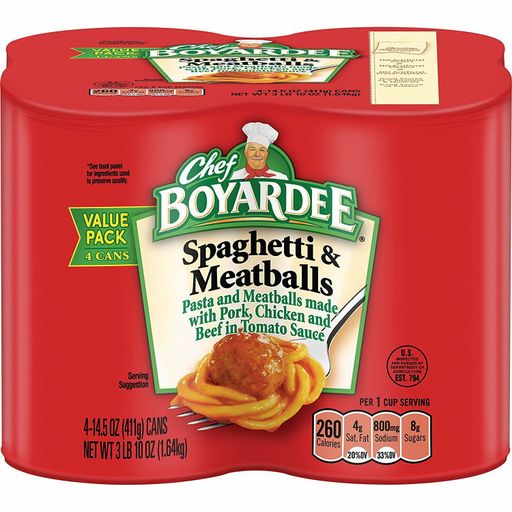 Chef Boyardee Spaghetti and Meatballs, 4 Count Pack of 6