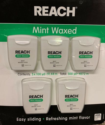 Brand New Reach Mint Waxed Dental Floss 100 Yards per Pack (Pack of 5)