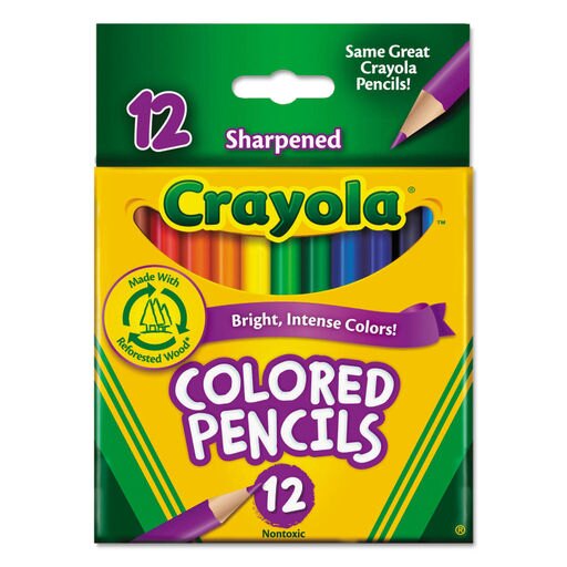 Crayola Short Barrel Colored Woodcase Pencils 3.3 Mm 12 Assorted Colors/Set