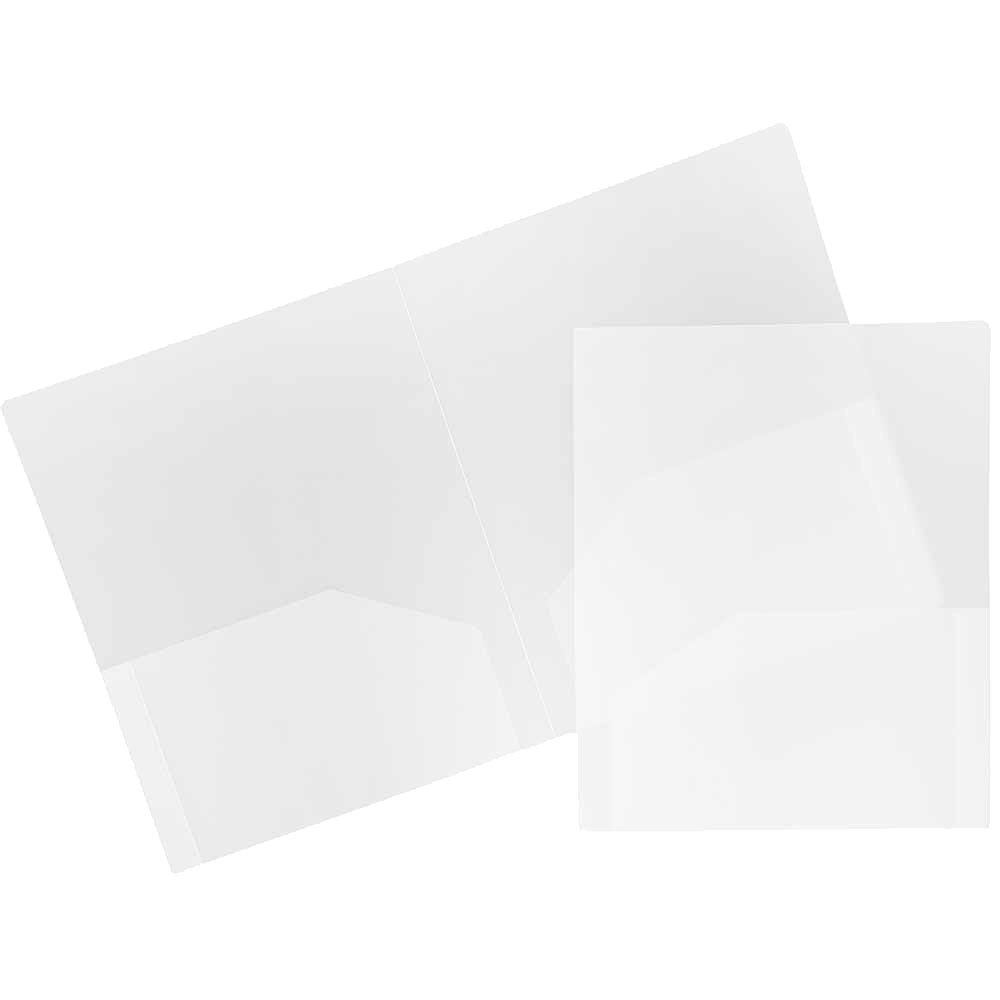 JAM Paper Heavy Duty Plastic Two Pocket Presentation Folders  Clear  108/pack