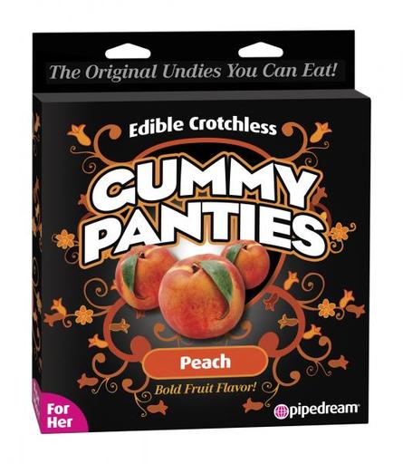 Gift Set of Edible Crotchless Gummy Panties Peach and One Screaming O Ultimate Disposable Vibrating Ring