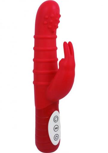 Gift Set of Ohhh La La Rabbit Vibrator Red and Fetish Fantasy Series Furry Love Cuffs - Black