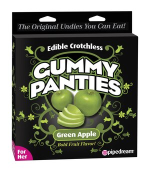 Gift Set of Edible Crotchless Gummy Panties Green Apple and One Screaming O Ultimate Disposable Vibrating Ring