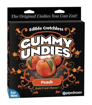 Gift Set of Edible Male Gummy Undies Peach and One Screaming O Ultimate Disposable Vibrating Ring