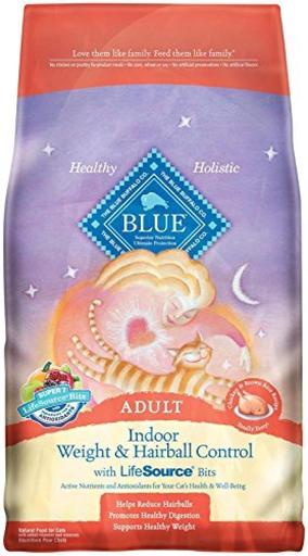 Blue Buffalo Adult Cat Indoor Weight Control Hairball Chicken Dry Cat Food, 7 Lb