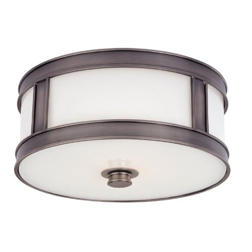 Patterson Flush Mount, 2-Light, Historic Nickel, 13