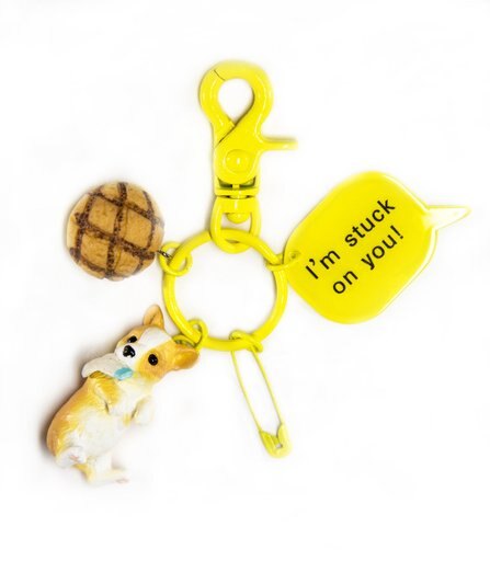 Nayo the Corgi  Key Chains Yellow - Yellow 'I'm Stuck on You' Corgi Key Chain & Charms